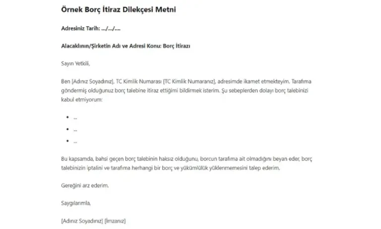 Borca İtiraz Dilekçesi Nasıl Yazılır?